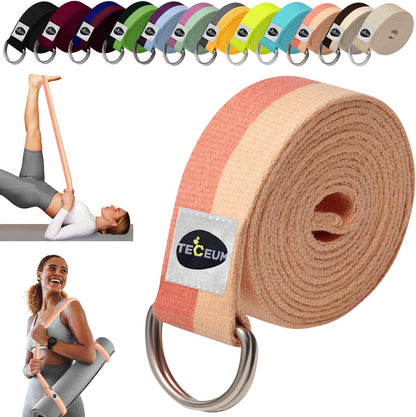 2 IN 1 Yoga & Mat Strap for Stretching – Cotton – 6/8/10 ft