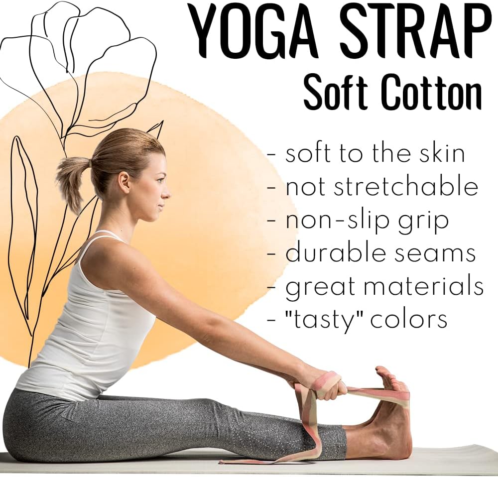2 IN 1 Yoga & Mat Strap for Stretching – Cotton – 6/8/10 ft