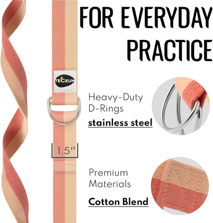 2 IN 1 Yoga & Mat Strap for Stretching – Cotton – 6/8/10 ft
