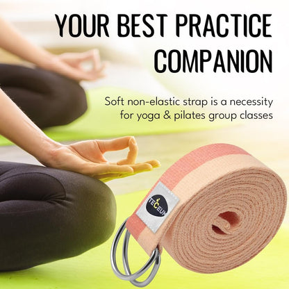 2 IN 1 Yoga & Mat Strap for Stretching – Cotton – 6/8/10 ft