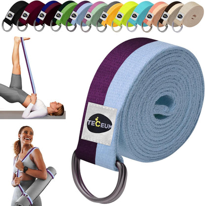 2 IN 1 Yoga & Mat Strap for Stretching – Cotton – 6/8/10 ft