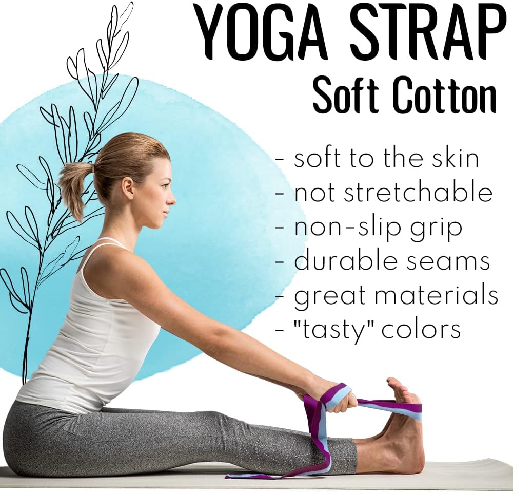 2 IN 1 Yoga & Mat Strap for Stretching – Cotton – 6/8/10 ft