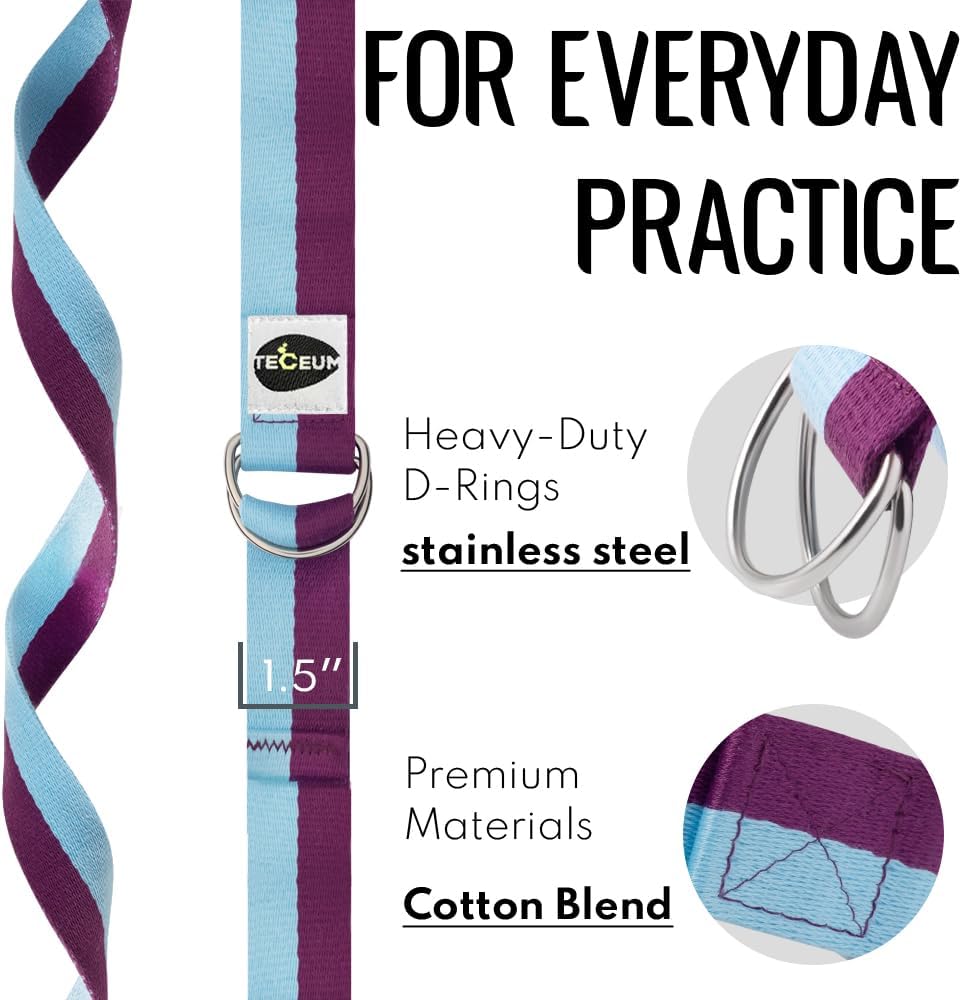 2 IN 1 Yoga & Mat Strap for Stretching – Cotton – 6/8/10 ft