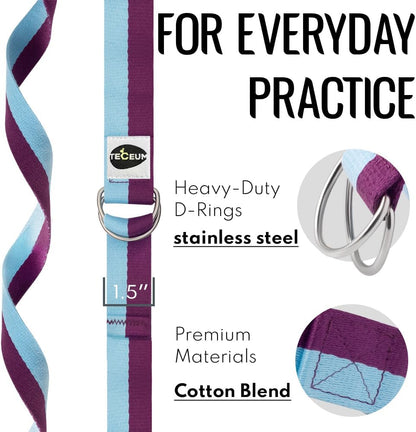 2 IN 1 Yoga & Mat Strap for Stretching – Cotton – 6/8/10 ft
