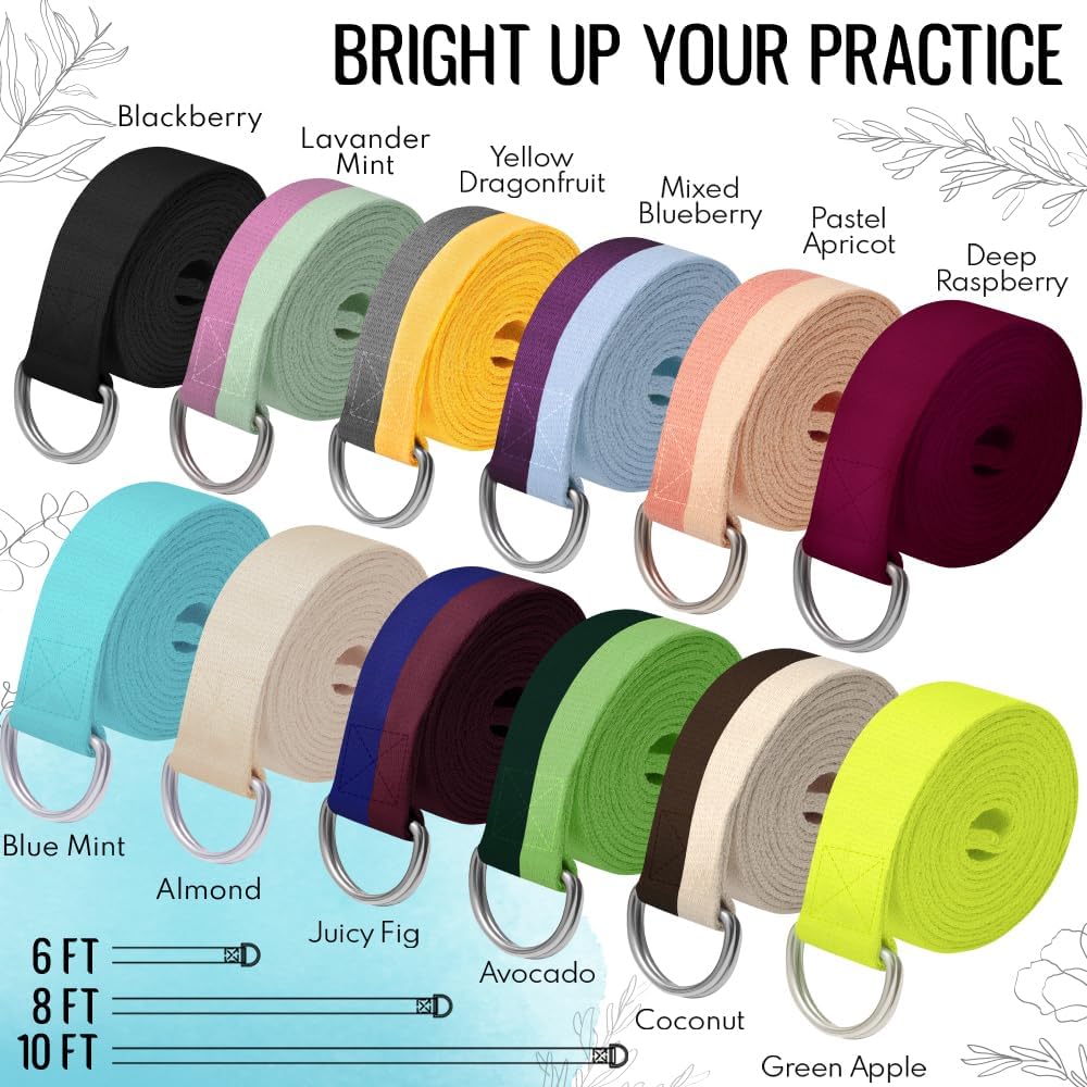 2 IN 1 Yoga & Mat Strap for Stretching – Cotton – 6/8/10 ft