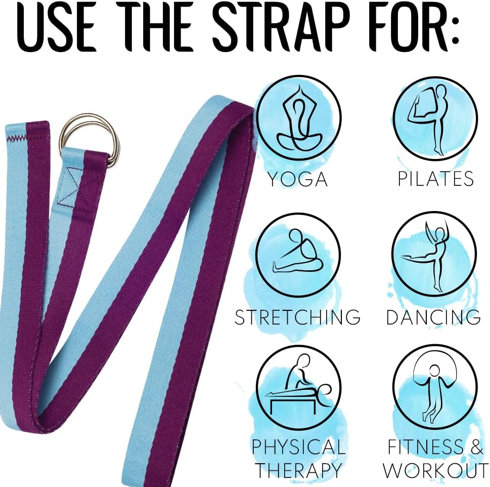 2 IN 1 Yoga & Mat Strap for Stretching – Cotton – 6/8/10 ft