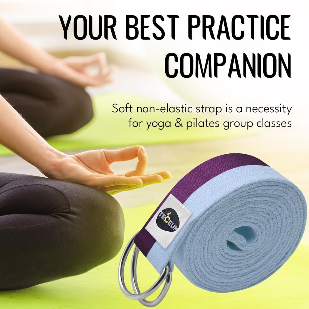 2 IN 1 Yoga & Mat Strap for Stretching – Cotton – 6/8/10 ft