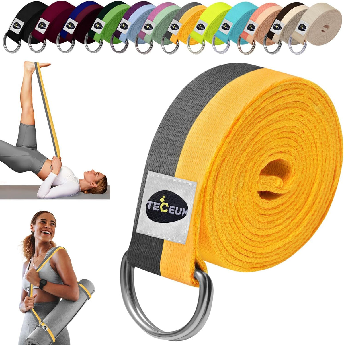 2 IN 1 Yoga & Mat Strap for Stretching – Cotton – 6/8/10 ft