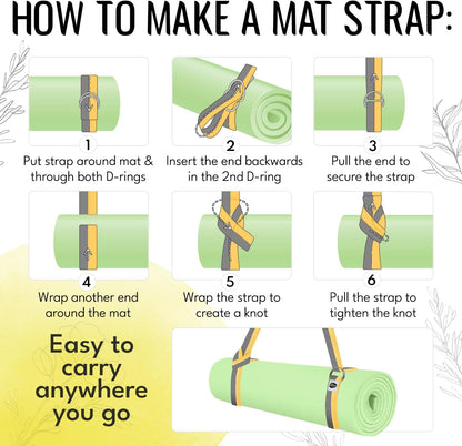 2 IN 1 Yoga & Mat Strap for Stretching – Cotton – 6/8/10 ft