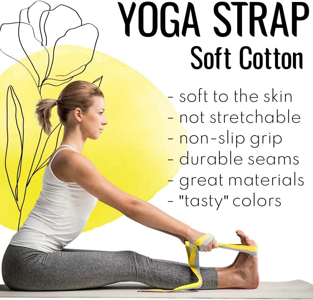 2 IN 1 Yoga & Mat Strap for Stretching – Cotton – 6/8/10 ft