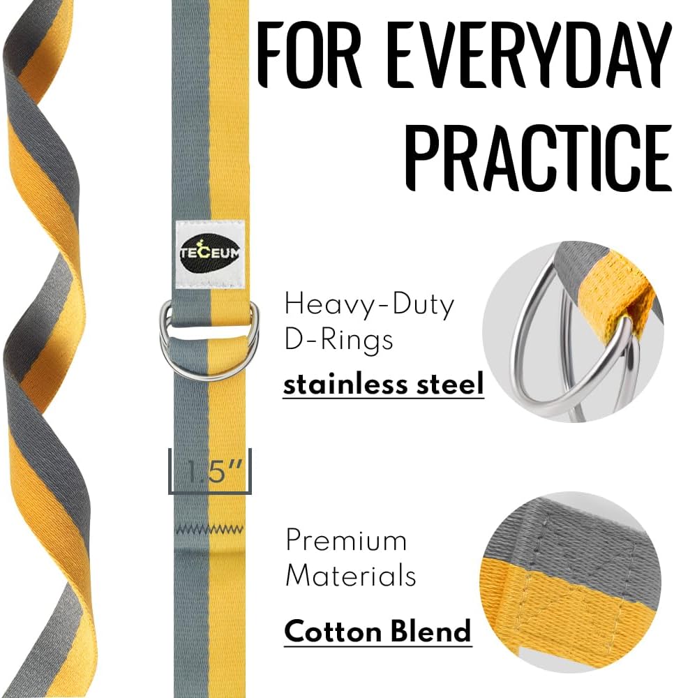 2 IN 1 Yoga & Mat Strap for Stretching – Cotton – 6/8/10 ft