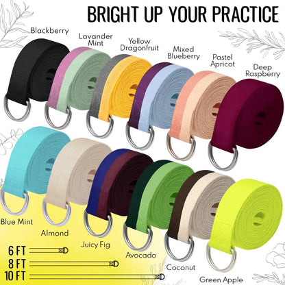 2 IN 1 Yoga & Mat Strap for Stretching – Cotton – 6/8/10 ft