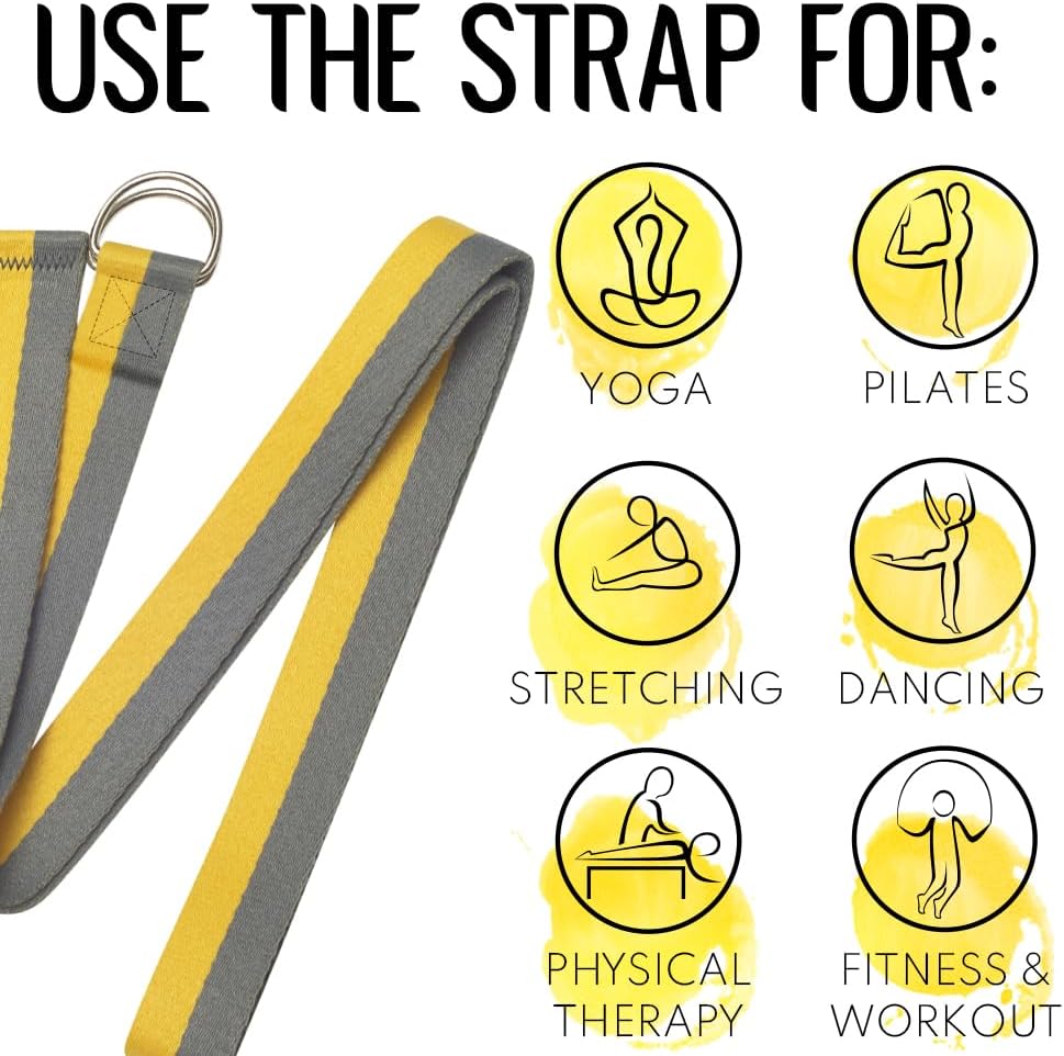 2 IN 1 Yoga & Mat Strap for Stretching – Cotton – 6/8/10 ft