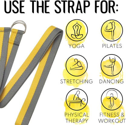 2 IN 1 Yoga & Mat Strap for Stretching – Cotton – 6/8/10 ft