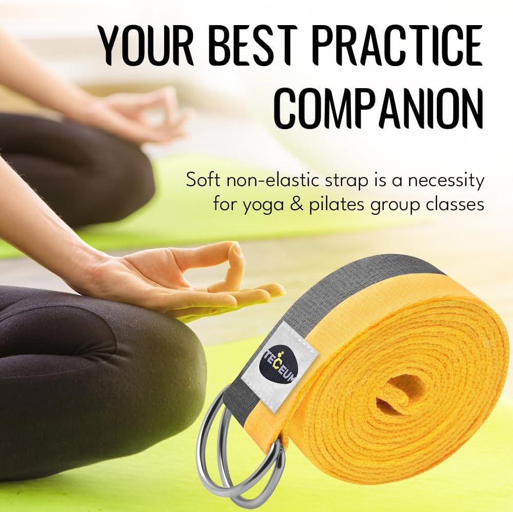2 IN 1 Yoga & Mat Strap for Stretching – Cotton – 6/8/10 ft