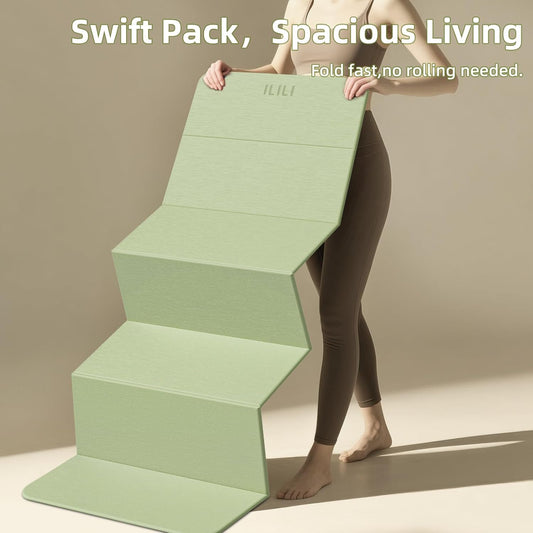 Foldable Yoga Mat 10mm, Extra Thick, Extra Long, 75x26x0.4 Inch, TPE