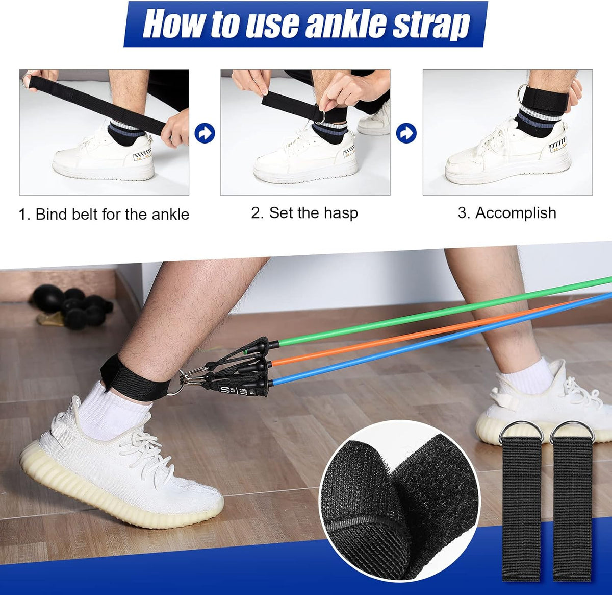 Resistance Bands Set, Exercise Bands Strength Training Fitness Bands Workout Elastic Bands with Legs Ankle Straps, Door Anchor, Handles & Carry Bag for Home Outdoor Workouts