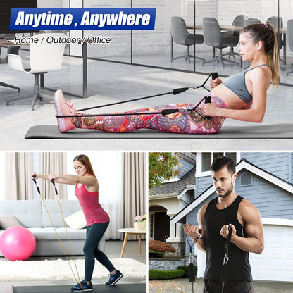 Resistance Bands Set, Exercise Bands Strength Training Fitness Bands Workout Elastic Bands with Legs Ankle Straps, Door Anchor, Handles & Carry Bag for Home Outdoor Workouts