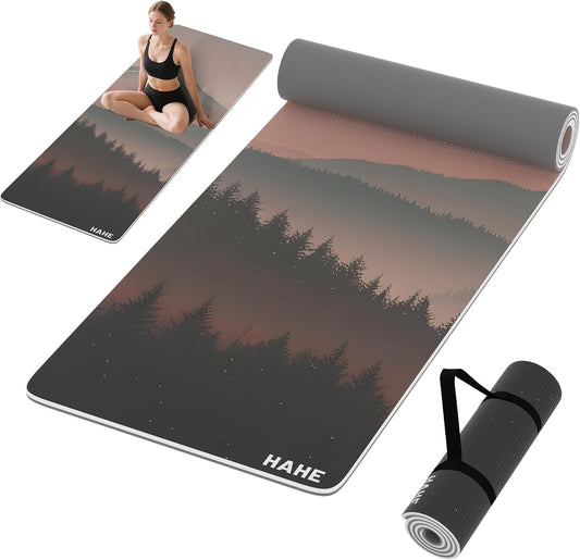 Yoga Mat Thick (8MM,1/3"), Eco-Friendly POE Non Slip Yoga Mat, High Rebound & Shock Absorption, Anti-Tear & Sweat-Resistant for Yoga, Fitness, Home, Workouts, Large Pilates Mats 72"x24" with Carrying Strap
