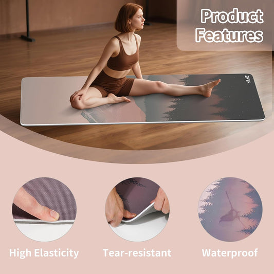 Yoga Mat Thick (8MM,1/3"), Eco-Friendly POE Non Slip Yoga Mat, High Rebound & Shock Absorption, Anti-Tear & Sweat-Resistant for Yoga, Fitness, Home, Workouts, Large Pilates Mats 72"x24" with Carrying Strap