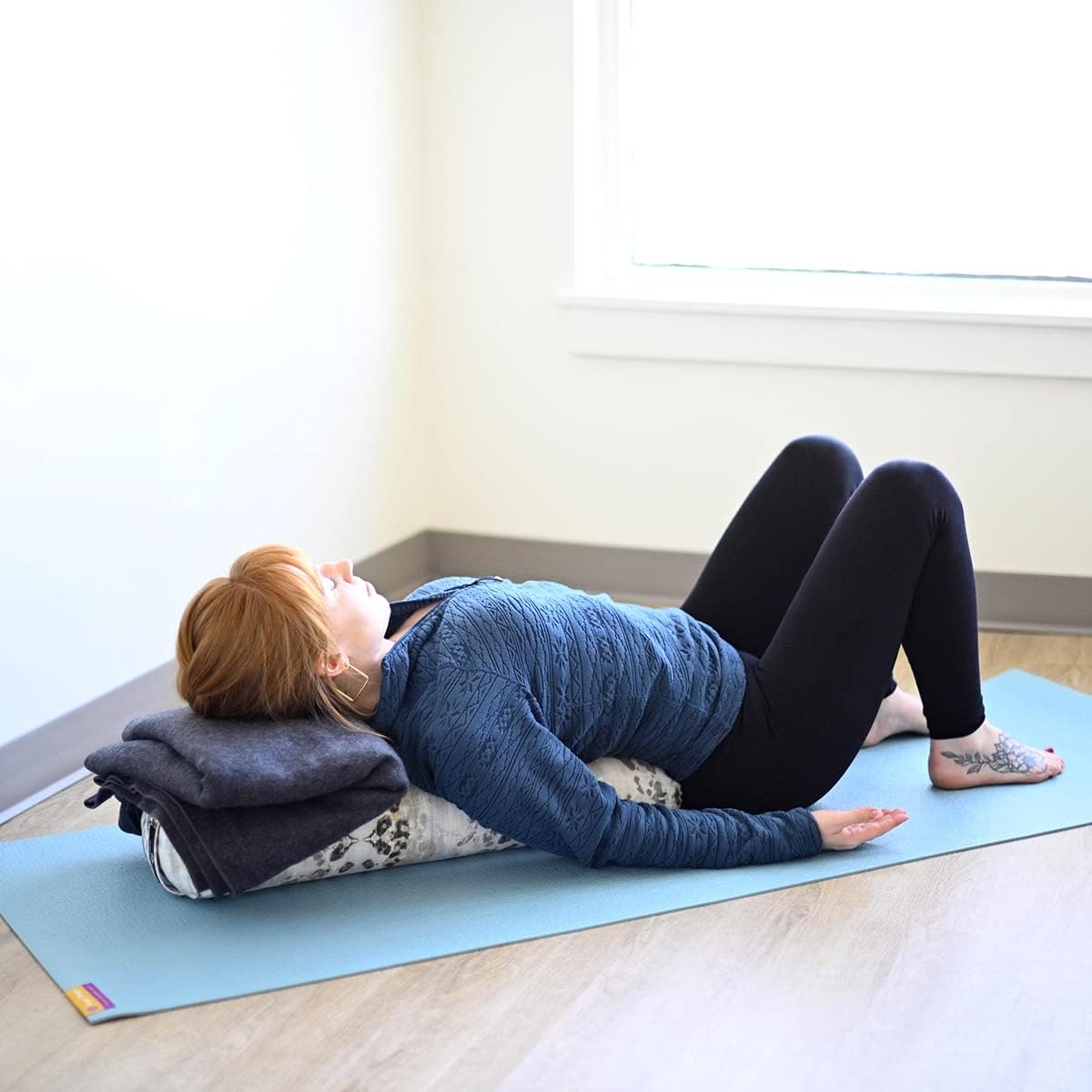 Junior Yoga Bolster - Narrower Profile, Very Firm, Great for Smaller Yogis, Heart-Opening poses or Under the Knees, Handmade in USA
