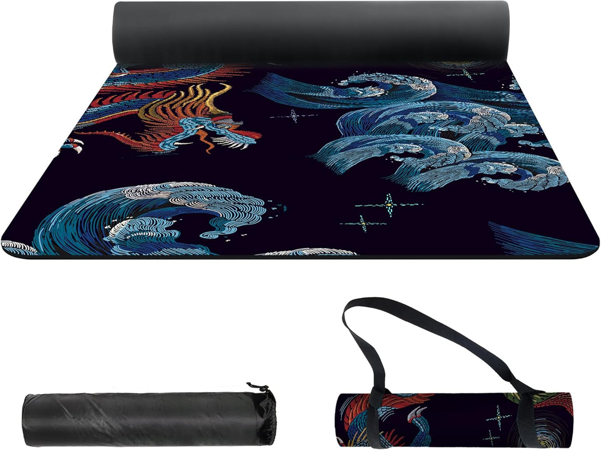 nuveti Yoga Mat Print Extra Thick TPE Non Slip Fitness Exercise Mat with Carrying Bag,72"x24" Extra Thick 6MM Exercise & Workout Mat for Yoga, Pilates Fitness and Floor Exercises - Colors A