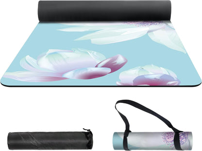 nuveti Yoga Mat Print Extra Thick TPE Non Slip Fitness Exercise Mat with Carrying Bag,72"x24" Extra Thick 6MM Exercise & Workout Mat for Yoga, Pilates Fitness and Floor Exercises - Colors A
