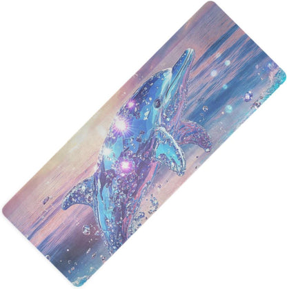 Dolphin Purple printed non toxic yoga mat for gym, natural rubber non slip, with Yoga bag cover tapete para ejercicio 71x26 inches