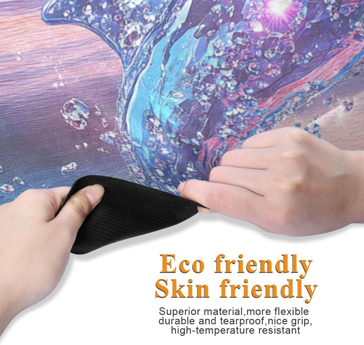 Dolphin Purple printed non toxic yoga mat for gym, natural rubber non slip, with Yoga bag cover tapete para ejercicio 71x26 inches