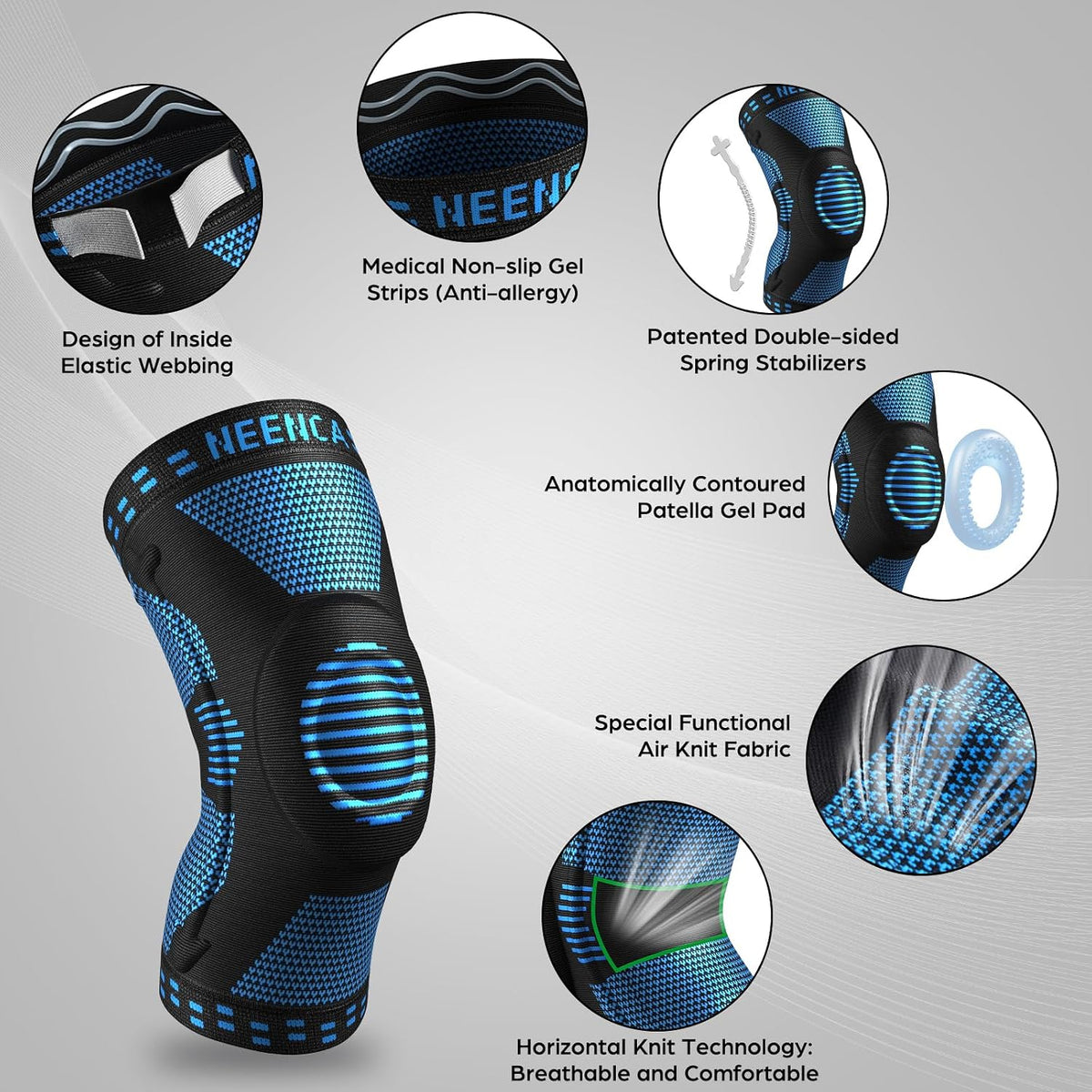 Professional Knee Brace, Medical Knee Support for Women & Men Relief | Patented Patella Gel Pad & Side Stabilizers, Compression Sleeve for Knee Pain, Swelling, ACL, PCL, Arthritis, Sports, Workout