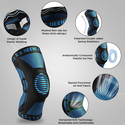 Professional Knee Brace, Medical Knee Support for Women & Men Relief | Patented Patella Gel Pad & Side Stabilizers, Compression Sleeve for Knee Pain, Swelling, ACL, PCL, Arthritis, Sports, Workout