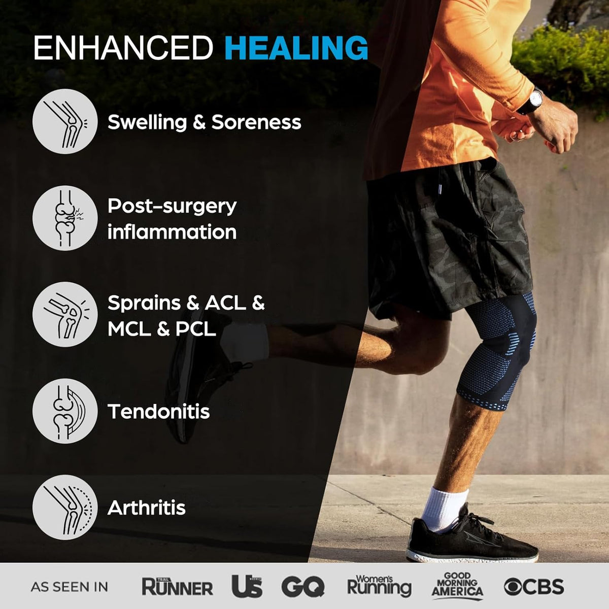 Professional Knee Brace, Medical Knee Support for Women & Men Relief | Patented Patella Gel Pad & Side Stabilizers, Compression Sleeve for Knee Pain, Swelling, ACL, PCL, Arthritis, Sports, Workout