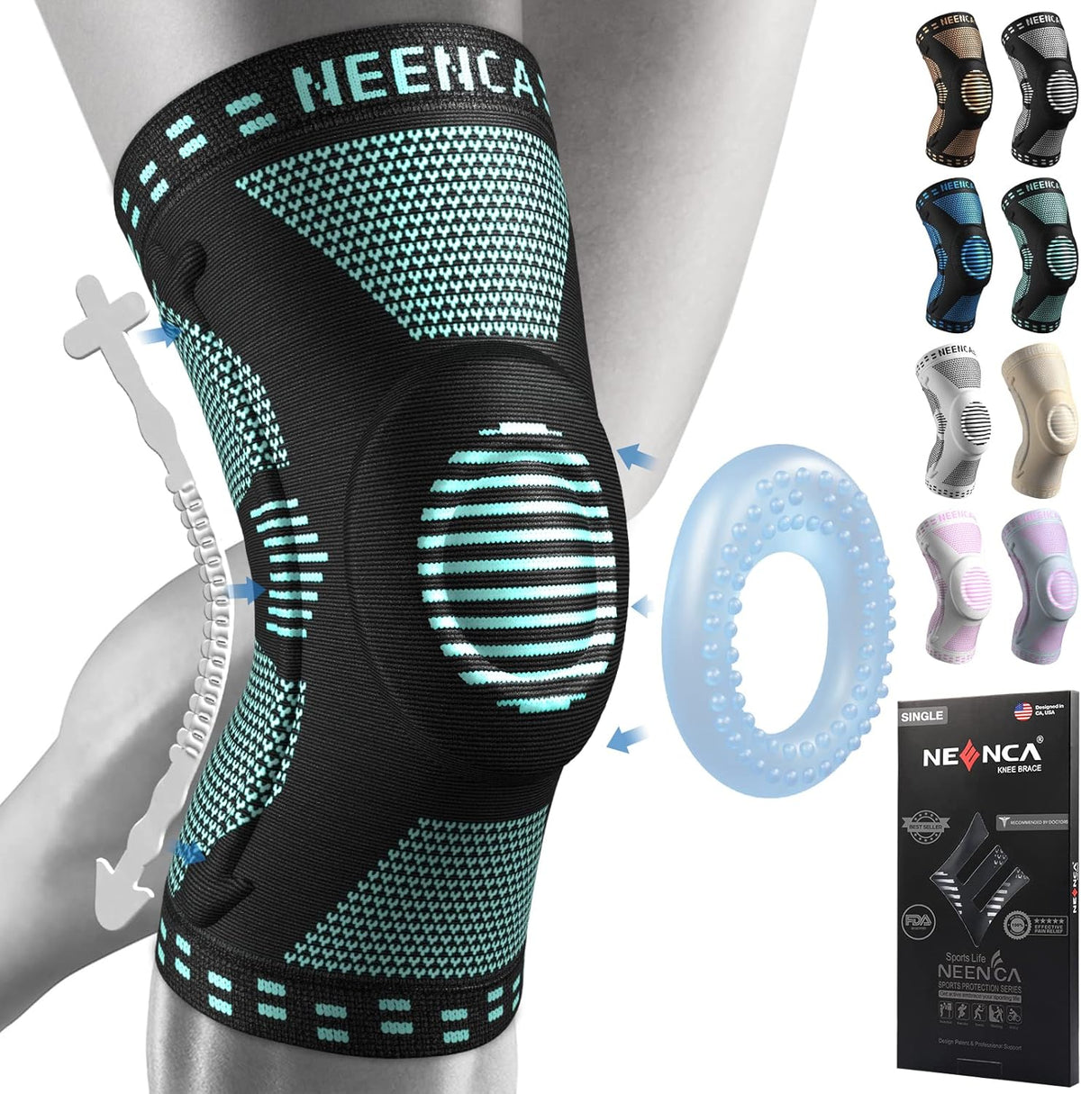 Professional Knee Brace, Medical Knee Support for Women & Men Relief | Patented Patella Gel Pad & Side Stabilizers, Compression Sleeve for Knee Pain, Swelling, ACL, PCL, Arthritis, Sports, Workout