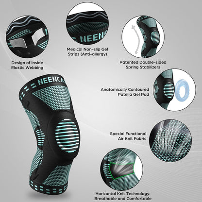 Professional Knee Brace, Medical Knee Support for Women & Men Relief | Patented Patella Gel Pad & Side Stabilizers, Compression Sleeve for Knee Pain, Swelling, ACL, PCL, Arthritis, Sports, Workout