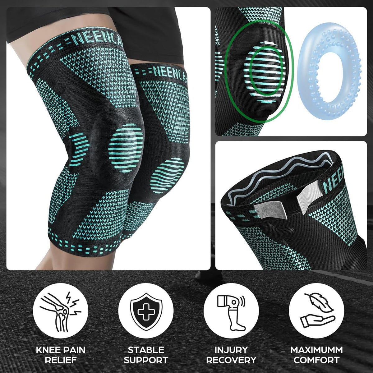 Professional Knee Brace, Medical Knee Support for Women & Men Relief | Patented Patella Gel Pad & Side Stabilizers, Compression Sleeve for Knee Pain, Swelling, ACL, PCL, Arthritis, Sports, Workout