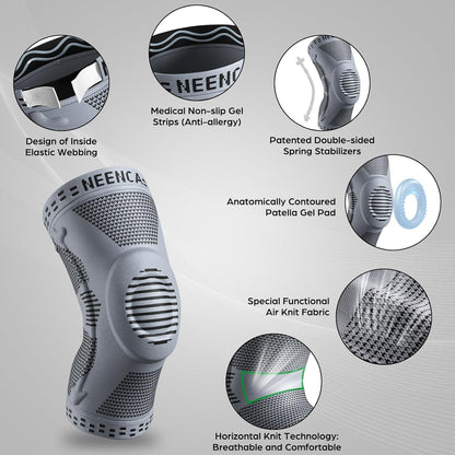 Professional Knee Brace, Medical Knee Support for Women & Men Relief | Patented Patella Gel Pad & Side Stabilizers, Compression Sleeve for Knee Pain, Swelling, ACL, PCL, Arthritis, Sports, Workout