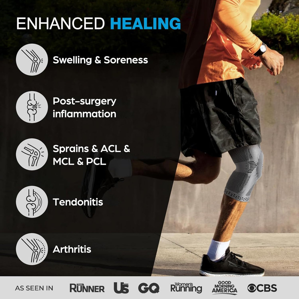 Professional Knee Brace, Medical Knee Support for Women & Men Relief | Patented Patella Gel Pad & Side Stabilizers, Compression Sleeve for Knee Pain, Swelling, ACL, PCL, Arthritis, Sports, Workout