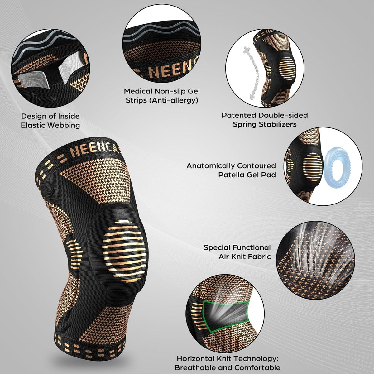 Professional Knee Brace, Medical Knee Support for Women & Men Relief | Patented Patella Gel Pad & Side Stabilizers, Compression Sleeve for Knee Pain, Swelling, ACL, PCL, Arthritis, Sports, Workout