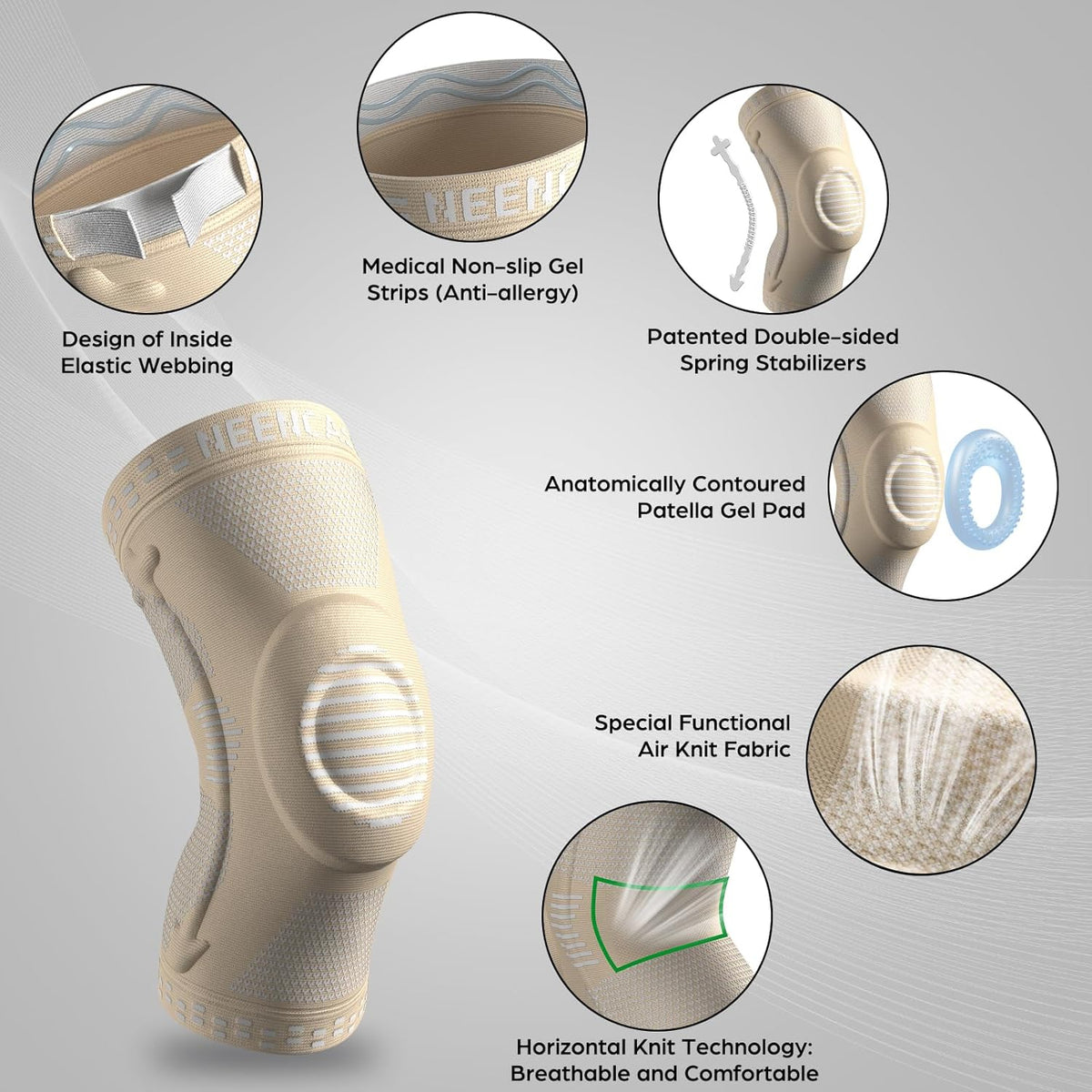Professional Knee Brace, Medical Knee Support for Women & Men Relief | Patented Patella Gel Pad & Side Stabilizers, Compression Sleeve for Knee Pain, Swelling, ACL, PCL, Arthritis, Sports, Workout
