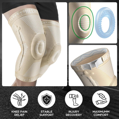 Professional Knee Brace, Medical Knee Support for Women & Men Relief | Patented Patella Gel Pad & Side Stabilizers, Compression Sleeve for Knee Pain, Swelling, ACL, PCL, Arthritis, Sports, Workout