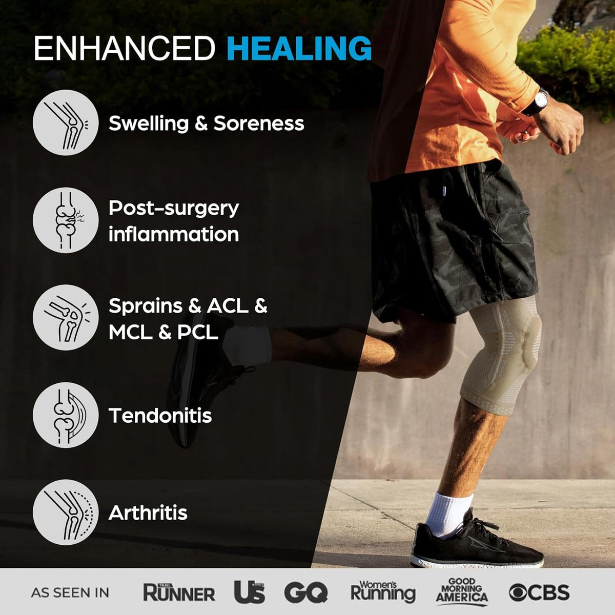 Professional Knee Brace, Medical Knee Support for Women & Men Relief | Patented Patella Gel Pad & Side Stabilizers, Compression Sleeve for Knee Pain, Swelling, ACL, PCL, Arthritis, Sports, Workout