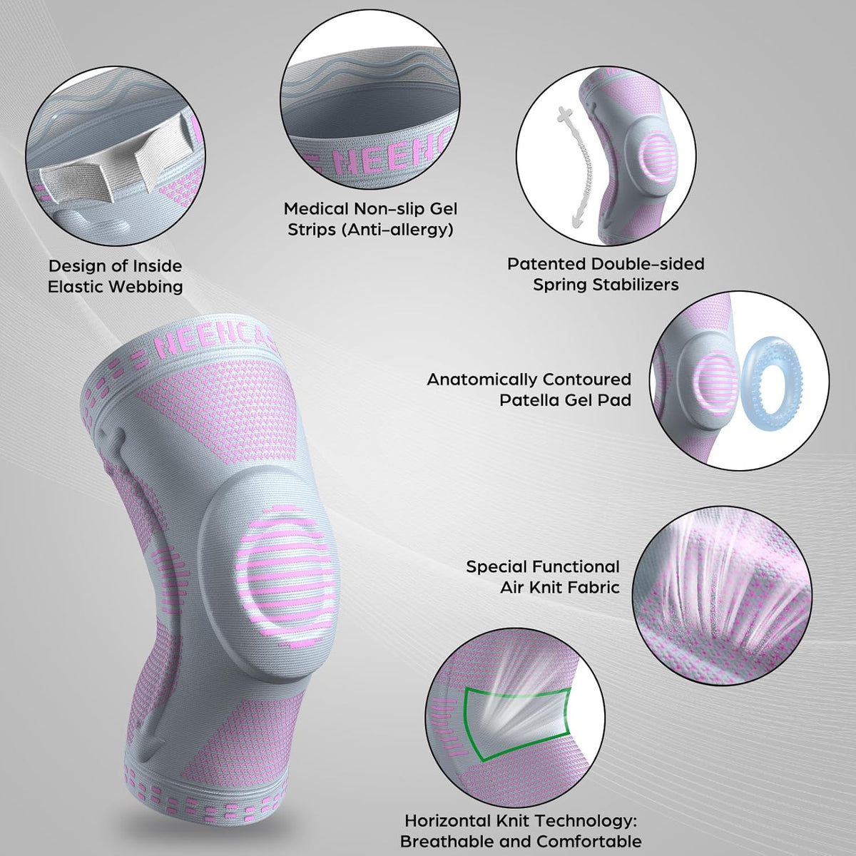 Professional Knee Brace, Medical Knee Support for Women & Men Relief | Patented Patella Gel Pad & Side Stabilizers, Compression Sleeve for Knee Pain, Swelling, ACL, PCL, Arthritis, Sports, Workout