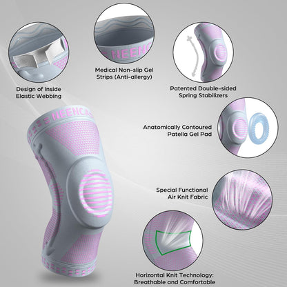Professional Knee Brace, Medical Knee Support for Women & Men Relief | Patented Patella Gel Pad & Side Stabilizers, Compression Sleeve for Knee Pain, Swelling, ACL, PCL, Arthritis, Sports, Workout
