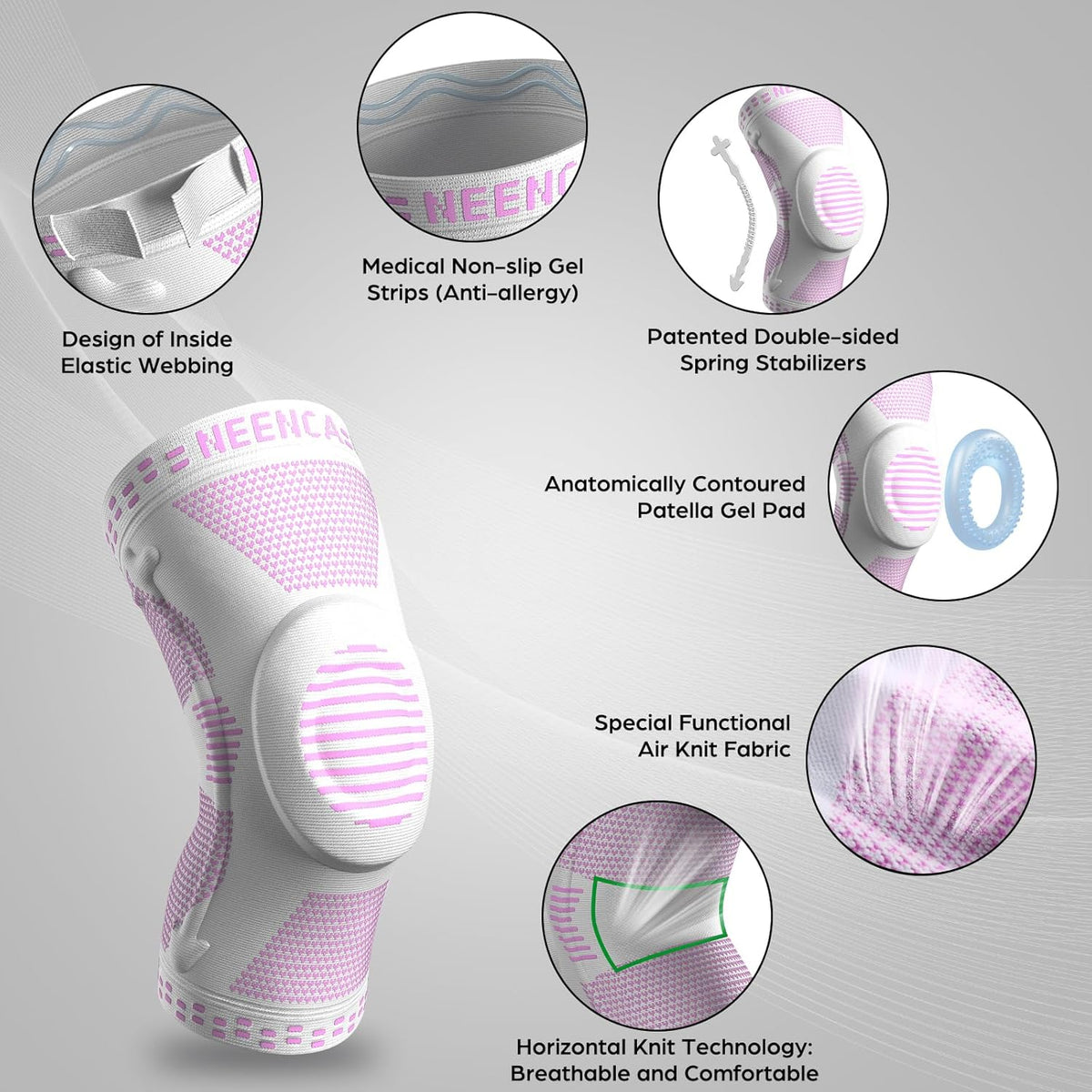 Professional Knee Brace, Medical Knee Support for Women & Men Relief | Patented Patella Gel Pad & Side Stabilizers, Compression Sleeve for Knee Pain, Swelling, ACL, PCL, Arthritis, Sports, Workout