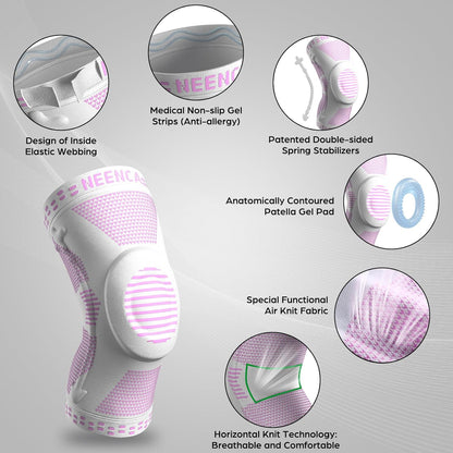 Professional Knee Brace, Medical Knee Support for Women & Men Relief | Patented Patella Gel Pad & Side Stabilizers, Compression Sleeve for Knee Pain, Swelling, ACL, PCL, Arthritis, Sports, Workout