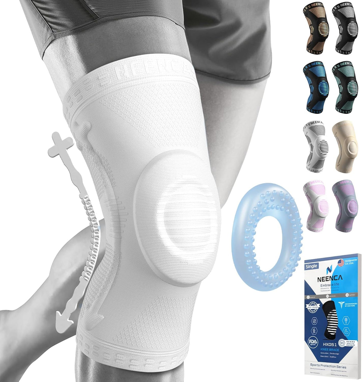 Professional Knee Brace, Medical Knee Support for Women & Men Relief | Patented Patella Gel Pad & Side Stabilizers, Compression Sleeve for Knee Pain, Swelling, ACL, PCL, Arthritis, Sports, Workout