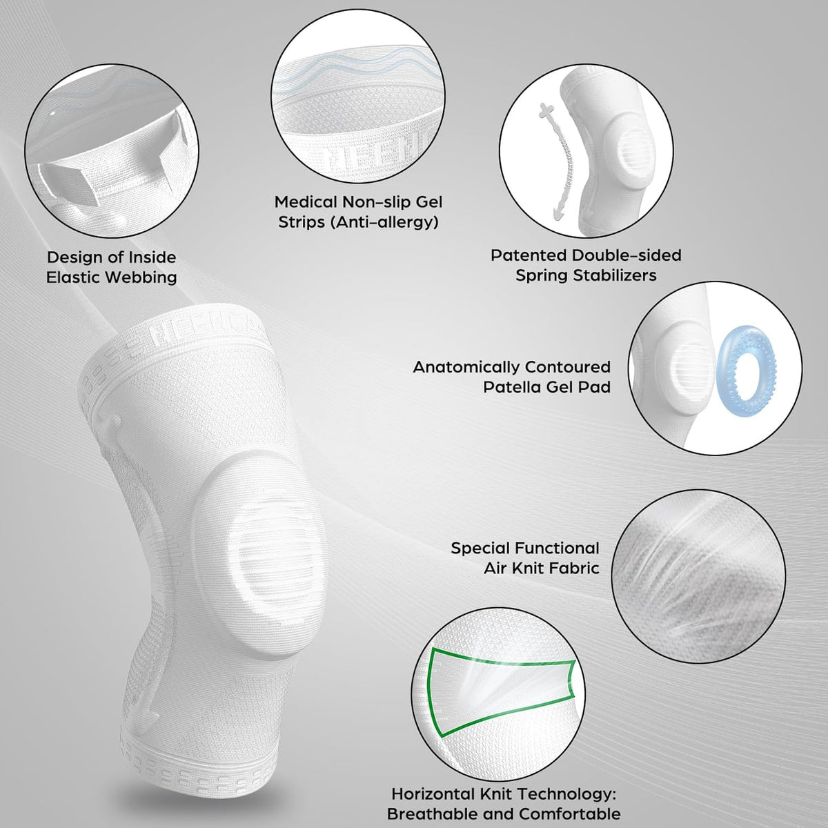 Professional Knee Brace, Medical Knee Support for Women & Men Relief | Patented Patella Gel Pad & Side Stabilizers, Compression Sleeve for Knee Pain, Swelling, ACL, PCL, Arthritis, Sports, Workout