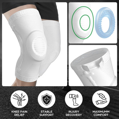 Professional Knee Brace, Medical Knee Support for Women & Men Relief | Patented Patella Gel Pad & Side Stabilizers, Compression Sleeve for Knee Pain, Swelling, ACL, PCL, Arthritis, Sports, Workout