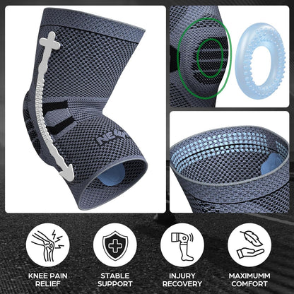 Professional Knee Brace, Medical Knee Support for Women & Men Relief | Patented Patella Gel Pad & Side Stabilizers, Compression Sleeve for Knee Pain, Swelling, ACL, PCL, Arthritis, Sports, Workout