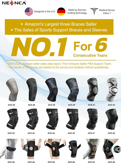Professional Knee Brace, Medical Knee Support for Women & Men Relief | Patented Patella Gel Pad & Side Stabilizers, Compression Sleeve for Knee Pain, Swelling, ACL, PCL, Arthritis, Sports, Workout